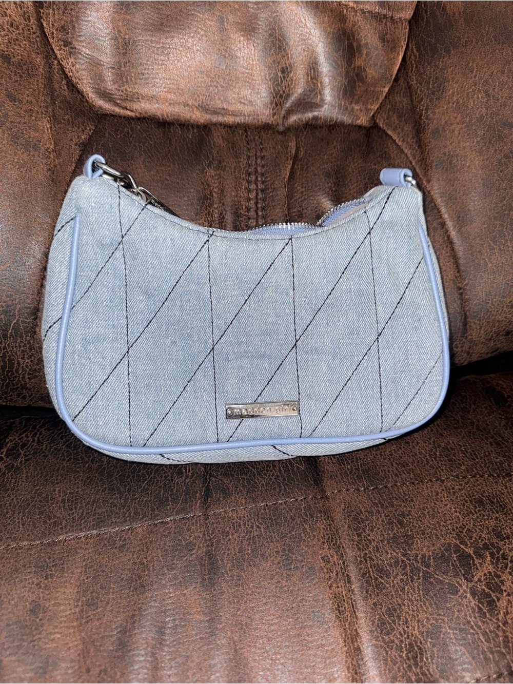 Madden Girl Light Blue Quilted Mini Shoulder Bag